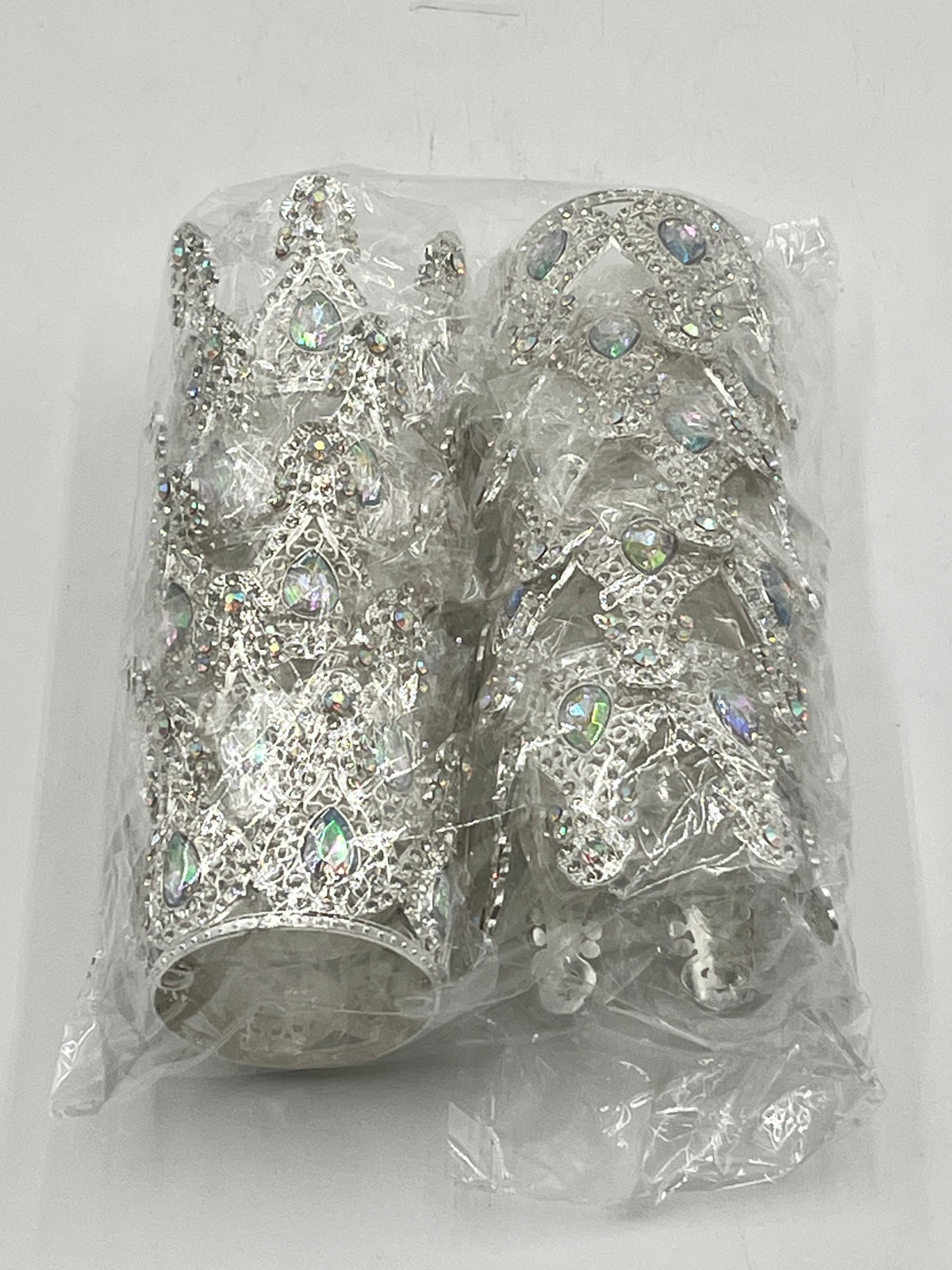 Royal teardrop jeweled mini decorative crowns in silver 10 Crowns – sold by floralsuppliespoint1.com