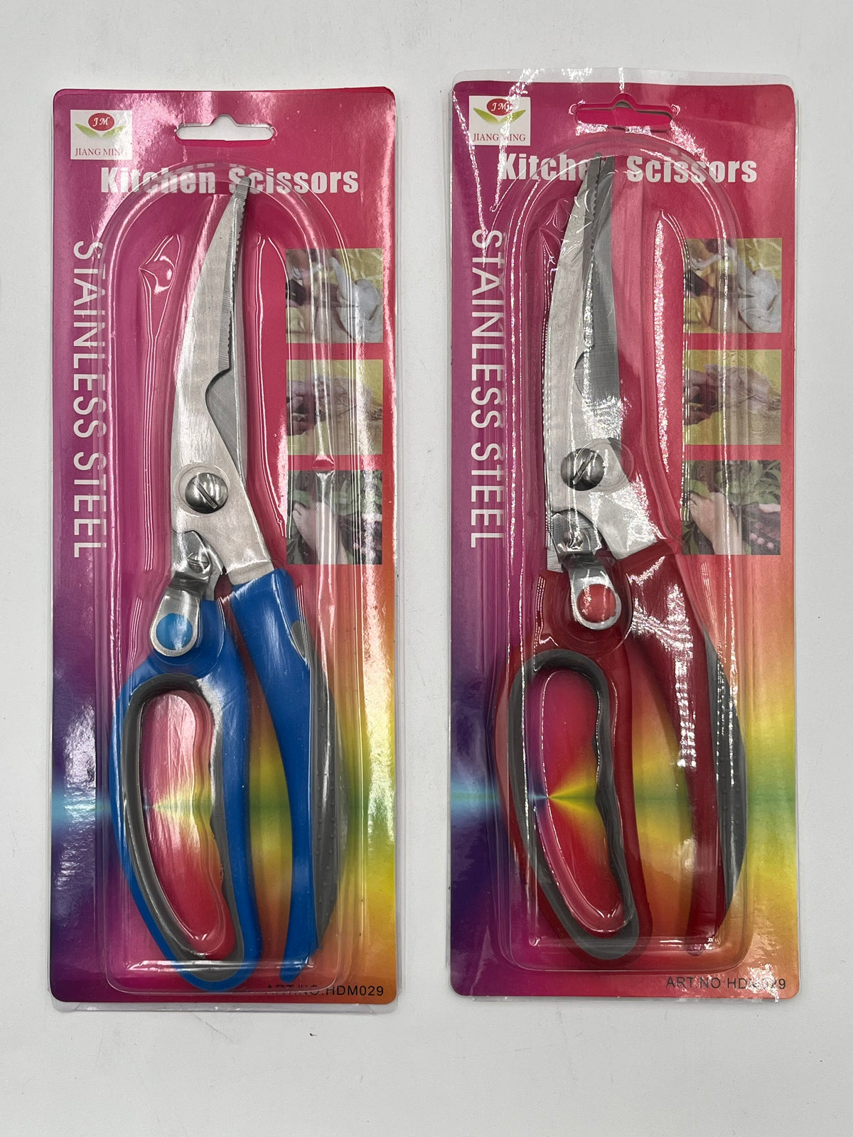 9.5" all-purpose stainless steel shears with Blue or Red handle. Durable, ergonomic design for floral, craft & home use $7.99 each at floralsuppliespoint1.com.
