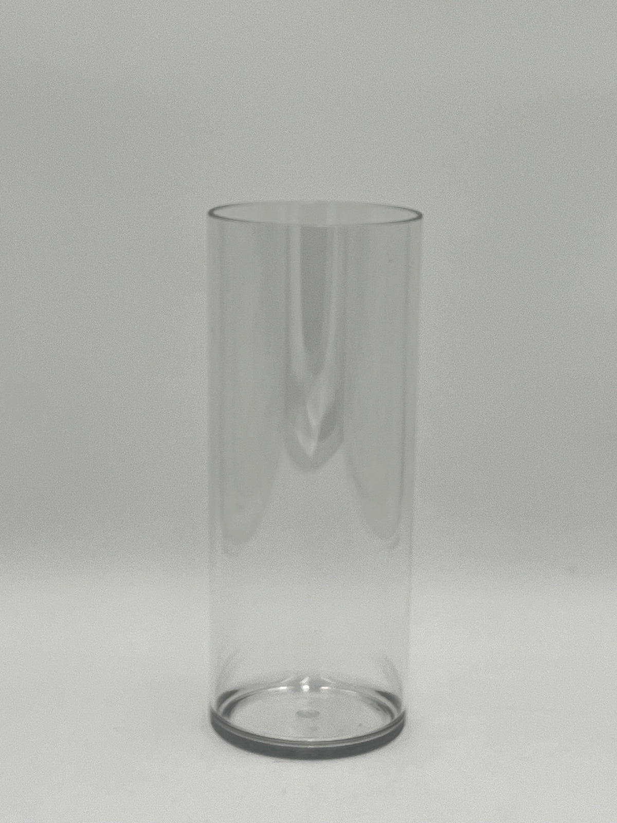Clear plastic cylinder vases in four sizes for floral design, candles, or decor use. Lightweight and modern. Sold individually by floralsuppliespoint1.com.
