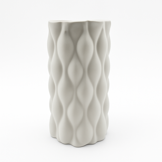 Capicut 10 X 4 matte white ceramic vase sold for $14.99 by floralsuppliespoint1.com