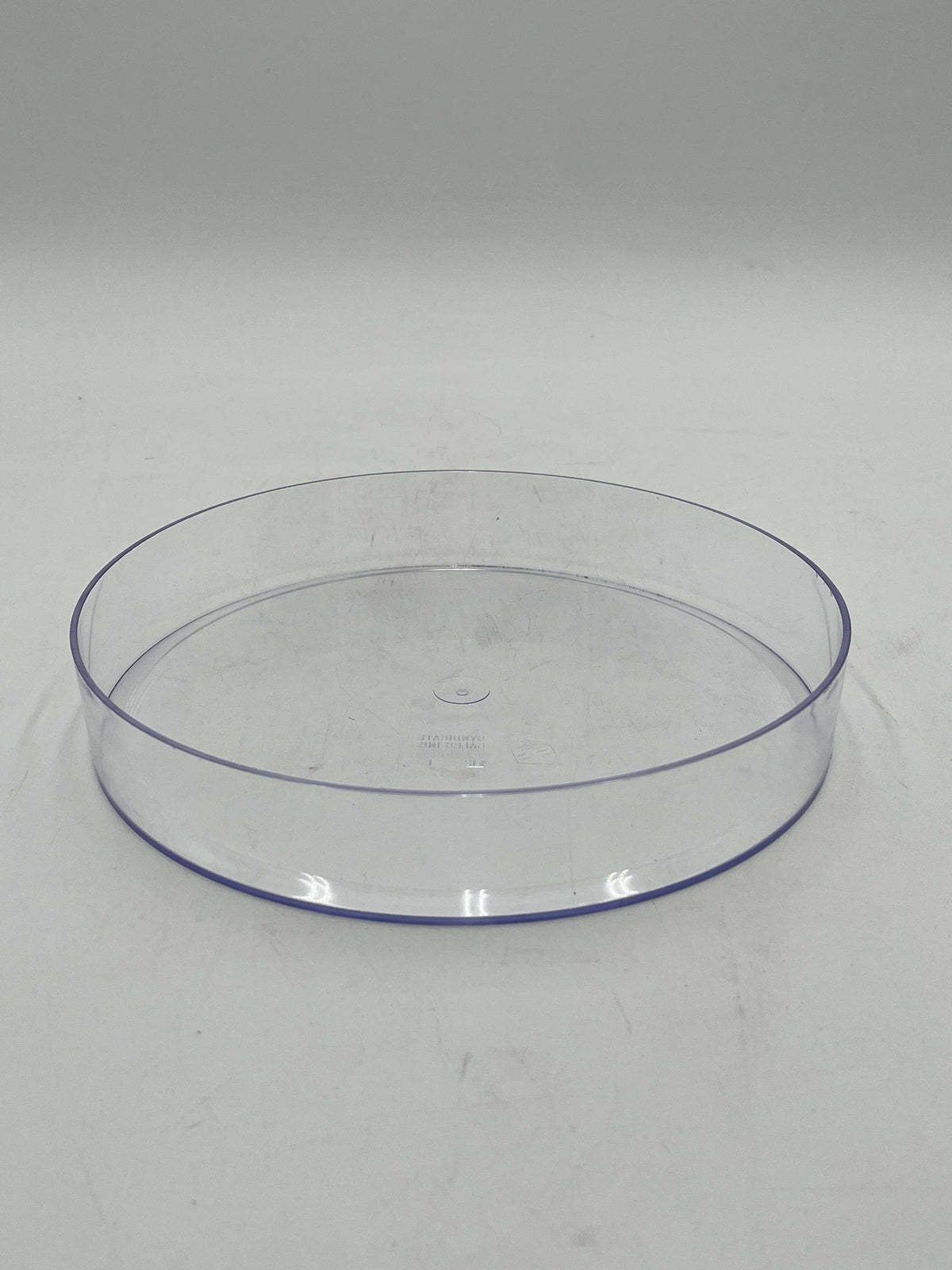 9”clear round floral tray,1.5” deep. Perfect for foam-based fresh or artificial flowers. Durable, stylish and ideal for events. Sold by floralsuppliespoint1.com