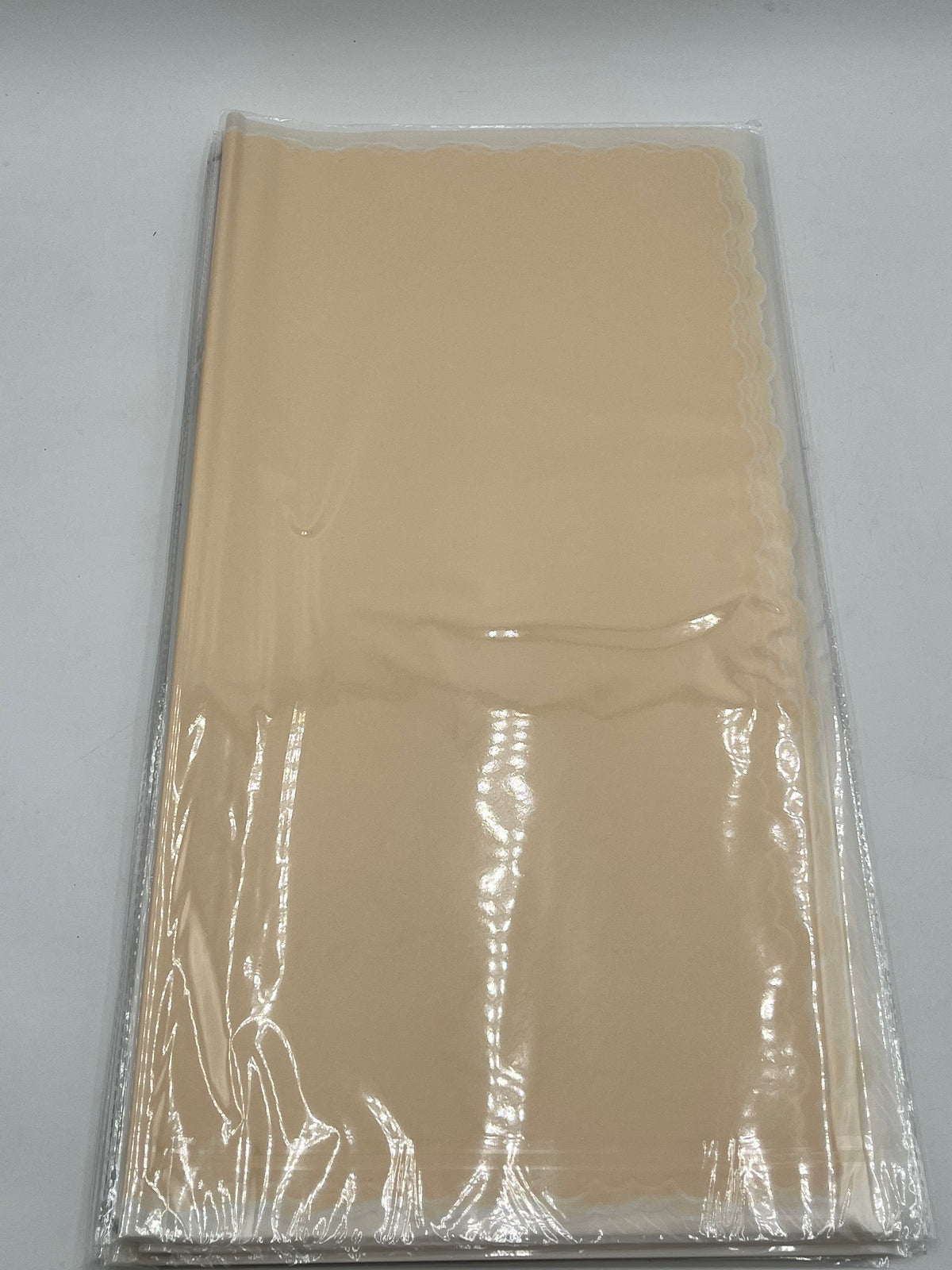 Soft yellow elegant scalloped wrapping paper, 22 in x 22 in, packs of 20 for $9.99. Perfect for flowers, gifts & crafts, sold by floralsuppliespoint1.com