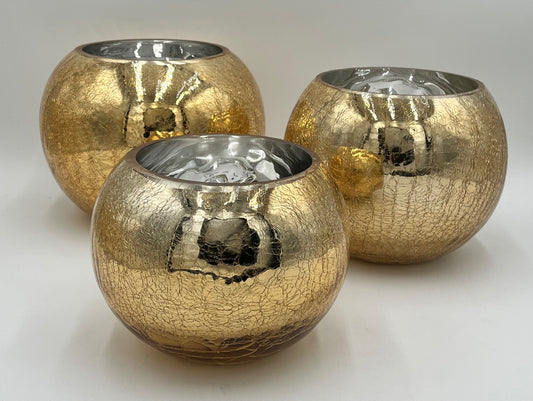 Crackle Gold Globe Vase