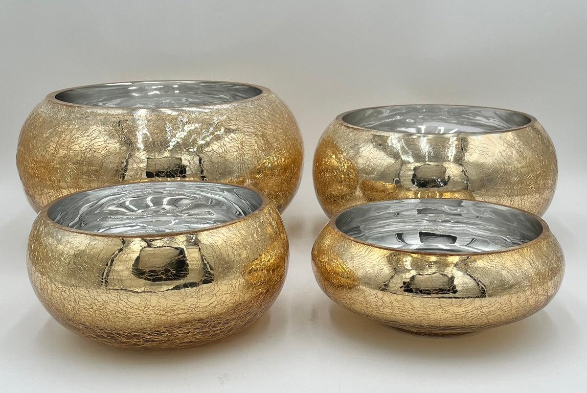 Crackle Gold Bowl Vase