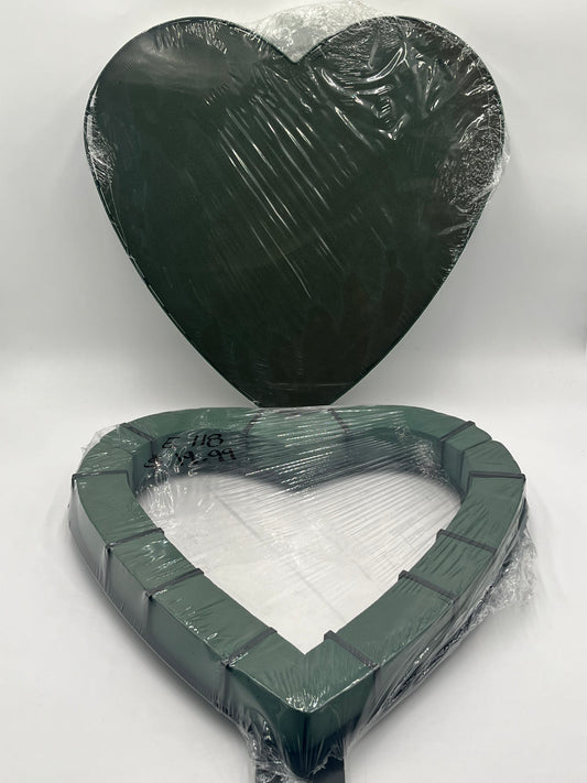 X-Large Floral Foam Heart Wreaths – Solid & Open Center, 18"x18"