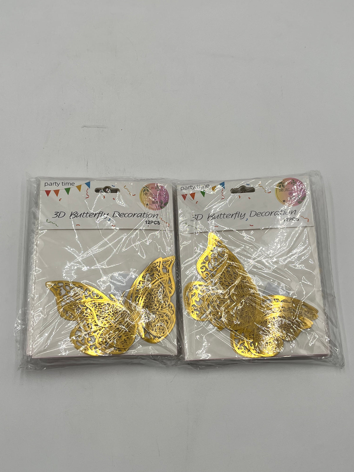 Lace Wings Gold 3D Butterfly Decoration, 12 pcs for weddings, floral, party, and cake décor. Retail & wholesale (20Pack) by floralsuppliespoint1.com.