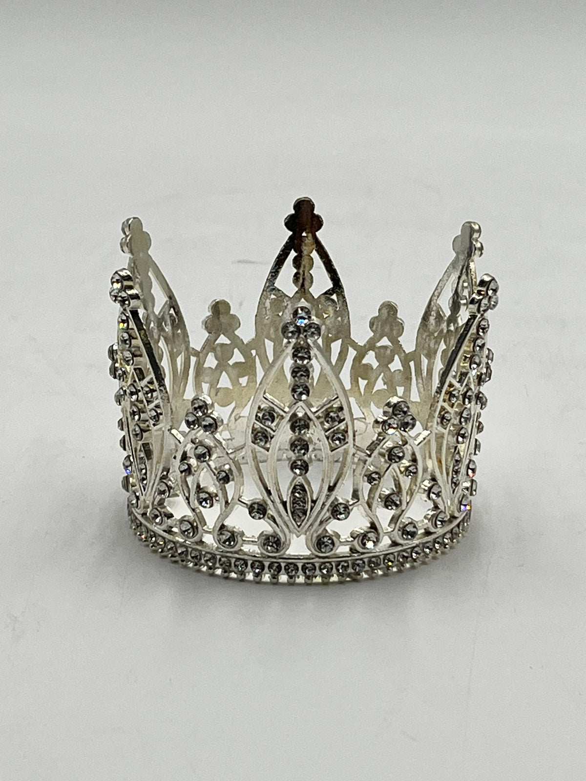 Regal Filigree Jeweled mini crown in silver – sold by floralsuppliespoint1.com