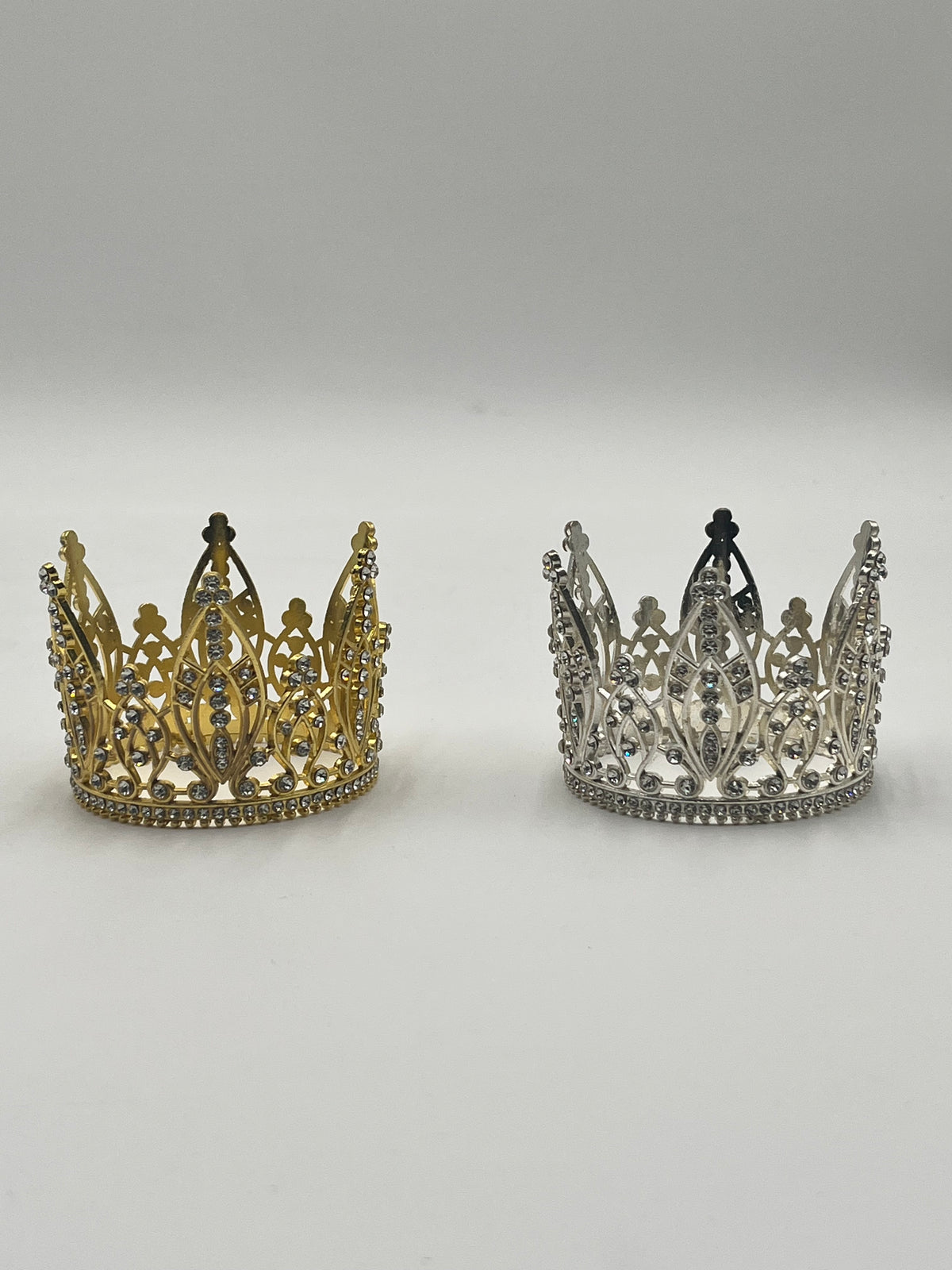 Regal Filigree Jeweled mini crowns in gold and silver – sold by floralsuppliespoint1.com