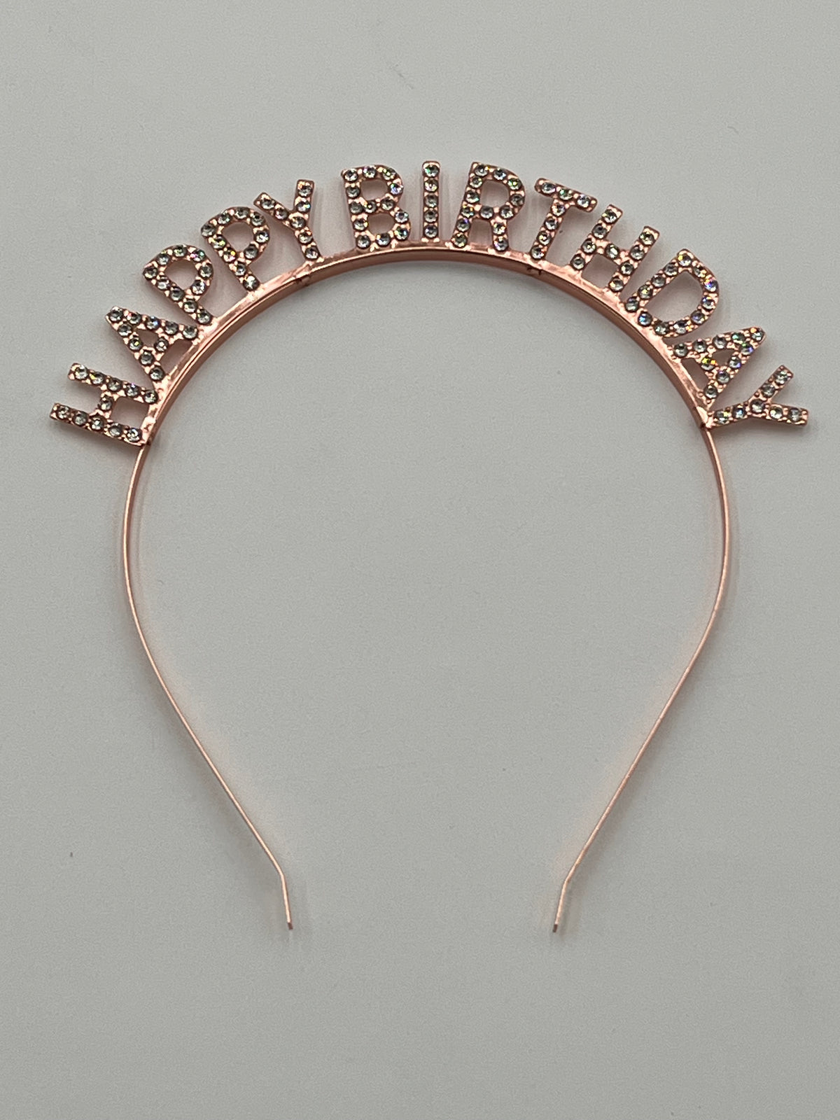 Rhinestone Happy Birthday headbands in gold, rose gold, and silver – sold by floralsuppliespoint1.com