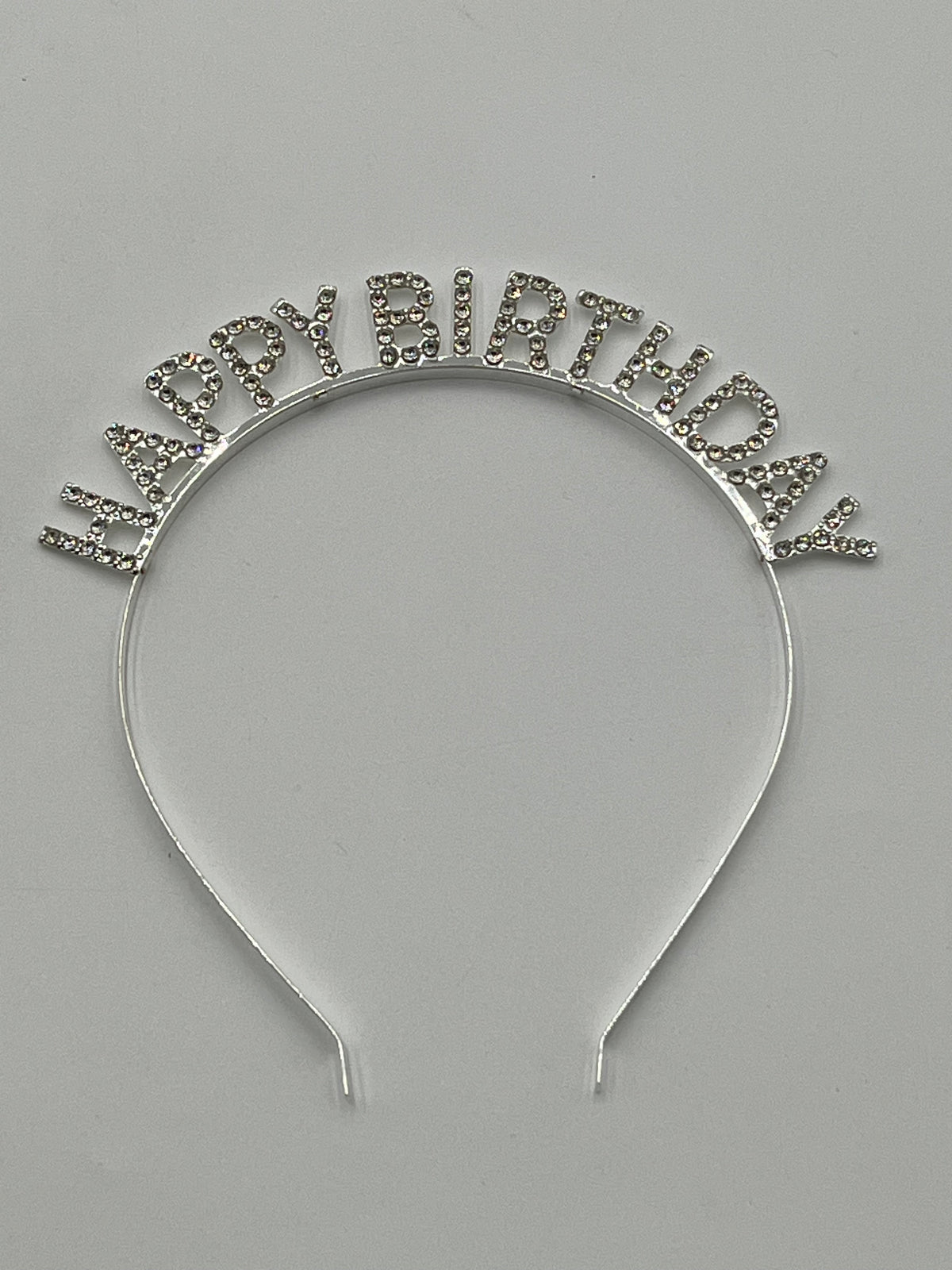 Rhinestone Happy Birthday headbands in gold, rose gold, and silver – sold by floralsuppliespoint1.com