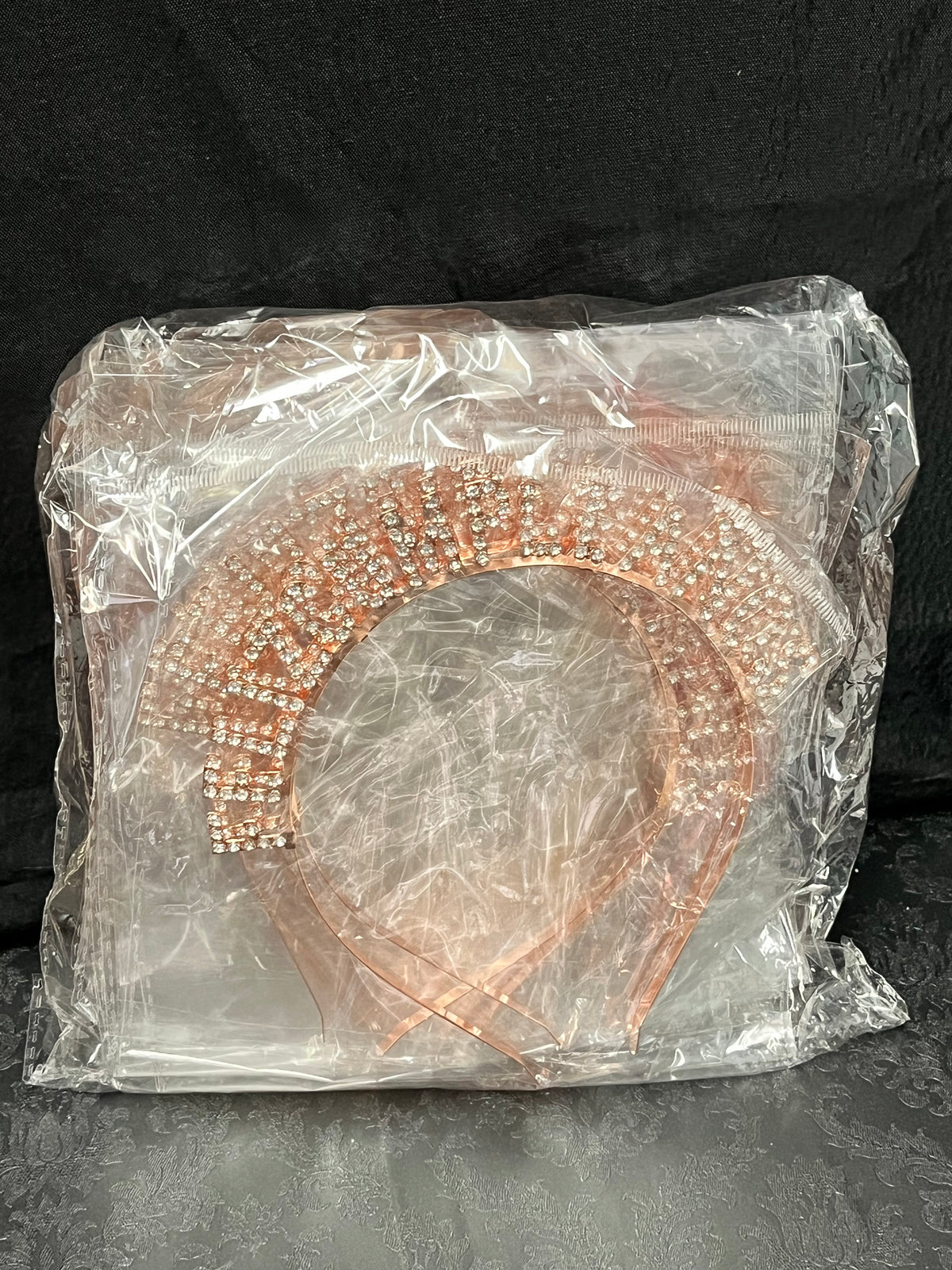 Rose gold Rhinestone "Feliz Cumpleaños" headbands, 5" tall, sold  wholesale (10Pack) by floralsuppliespoint1.com..