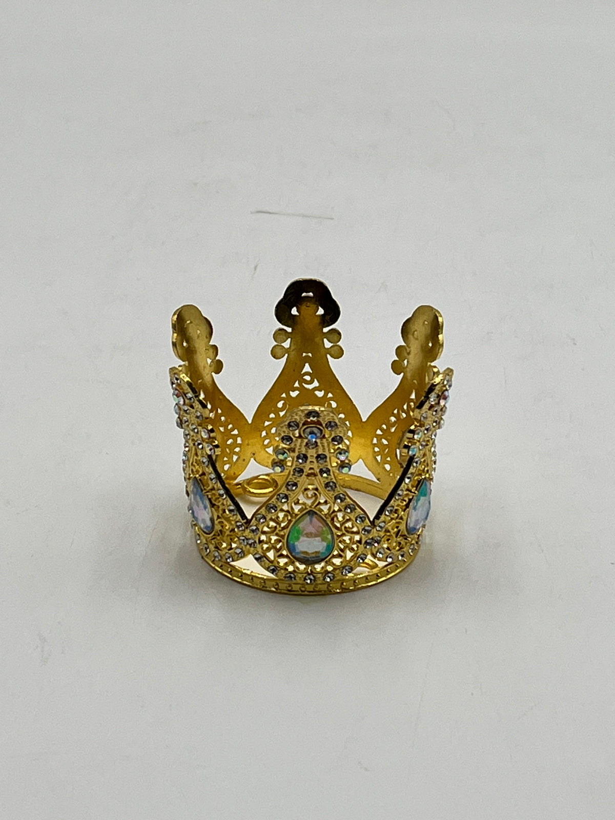Royal teardrop jeweled mini decorative crown in gold – sold by floralsuppliespoint1.com