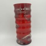 15.5" Cylinder Wave Vase Gold Red Marbled - Luxurious Accent for Your Home or Business