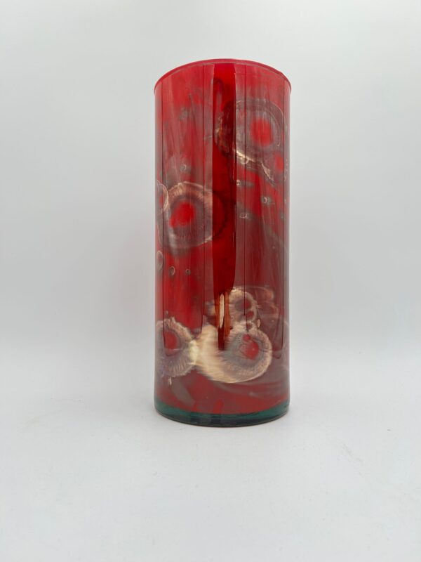 XL Cylinder Vase 6Dx14" Gold Red Marbled - Luxurious Accent for Your Home or Business