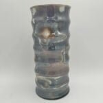 15.5" Cylinder Wave Vase Gold White Marbled - Elegant home decor accent