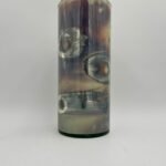 XL Cylinder Vase 6Dx14" Gold White Marbled - Luxurious Accent for Your Home or Business